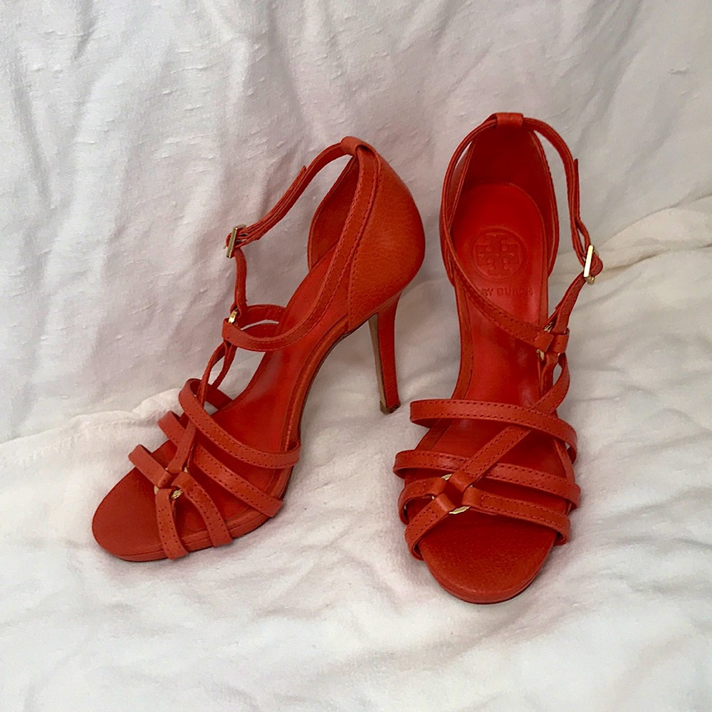 Tory Burch Orange Strappy Heels